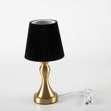 1 Stück Luxus Plissee Lampenschirm mit Aluminiumlegierung Basis, USB betrieben, 3-Farben dimmbar Tischlampe