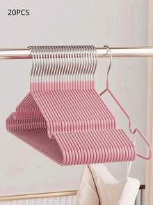 20pcs Minimalist Metal Hangers, Non-Slip Grooved Design, Suitable For Adults, Wardrobe Storage & Organization Rack, Space-Saving, Slim & Durable, Home Storage Solution, Suitable For Closet - Pink - View 8