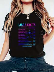 Funny Libra Facts Zodiac October Birthday Gift For Men Women T-Shirt - Women's Casual Short Sleeve Top For Spring & Summer, Women Graphic T-Shirts - màu đen - Xem 1