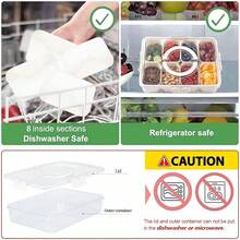 Divided Serving Tray With Lid And Handle, 8 Compartments Snackle Box Container For Portable Snack Platters Large Clear Organizer For Picnic Snacks To Go Dishwasher