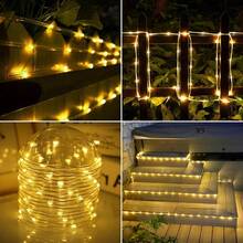 Solar Rope Lights, 66ft 200LED Solar String Lights, 8 Modes Waterproof Solar Powered Outdoor Light, Flexible Clear Tube Light For Garden, Backyard, Patio, Deck, Porch, Pool, Tree Decor - Warm White - Warm White - View 9