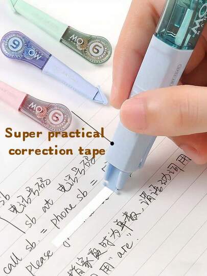 1/2/3 件紧凑型修正带，如书写般顺滑，颜色随机发送，小巧便携，带长 6 米，干净不留痕迹，适用于学校、绘画、学生、文具、学校用品。