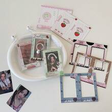 1" DIY Photo Frame Keychain, Korean Style Aesthetic Film Paper Clip Frame, Student Scrapbooking Decor Adhesive Photo Holder