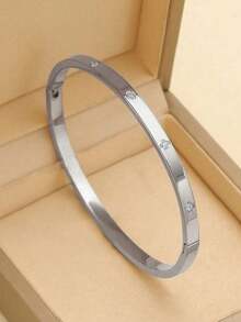 3Pcs/Set Waterproof Luxury Colorful Cubic Zirconia Bangles Stainless Steel Open Bracelet Bangle Fashion Jewelry Women