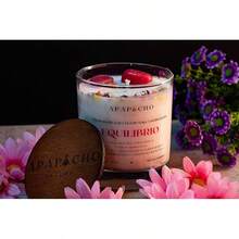 Velas aromaticas relajantes de cera de soya con cuarzos naturales, velas decorativas hechas a mano con hierbas de olor, aromatizantes para hogar, velas aromaticas - Flores hawaianas con Sandía - Ver 7