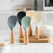 Wooden-Handled Silicone Rice Paddles For Serving Rice - 綠色 - 查看 3