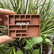 1 pieza Caja de almacenamiento en miniatura, Estantería de joyas de madera en micro escala, Caja de exhibición de almacenamiento de especímenes minerales, Exhibición de almacenamiento en micro escena, Caja de almacenamiento de madera en micro escala