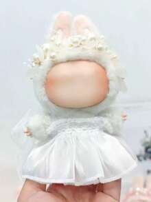 17cm 1st/2nd/3rd Generation Labobo Plush Doll Clothes - Pearl Flower Headband, Wedding Dress, Princess Dress. Compatible With La Bubu, Angel & Devil Costumes, Suitable As Christmas Or Prayer Gifts - Multicolor - View 3