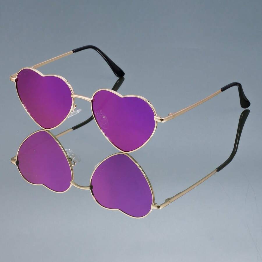 New Vintage Heart Y2K Fashion Glasses For Women And Men Simple Cute  Irregular Fashion Decorative Glasses - 紅色 - 查看 1