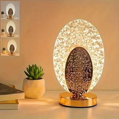 1/2pcs Modern USB Crystal Lamp, Touch Sensor LED Desk Light, 3-Color Dimmable Night Light, Gift For Men & Women, Suitable For Living Room, Bedroom, Desk, Cafe, Bar, Office Decor