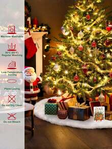 1 Piece/15/30/35/48 Inch Christmas Tree Skirt - Extra Large And Thick High-End Soft Classic Fluffy Artificial Fur Tree Skirt, White Plush Skirt, Christmas Tree Carpet, Suitable For Indoor Christmas Parties, Christmas Tree Decoration, Christmas Decoration [White]