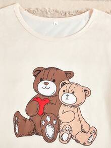 3 Stücke Pyjama-Set mit Cartoon-Muster für Damen, Nachtwäsche