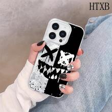 Teléfono anticaída del glaciar de agujero grande del diablo blanco y negro, de gama alta y de moda, de gama alta adecuado para phone16promax, 16 15pro 14PLUS, 13 12Pro, 11 Pro X XS Series, teléfono adecuado tanto para hombres como para mujeres - Blanco - Ver 6