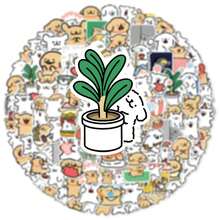 100 张小尺寸可爱线条艺术狗贴纸，可爱卡通手机壳贴纸，剪贴簿贴纸 - 彩色 - 查看 3