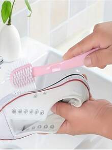 Brosse à chaussures multifonctionnelle à cinq côtés, brosse de lavage en plastique à poils durs, brosse de nettoyage ménagère à long manche, brosse de lavage de chaussures circulaire, brosse à chaussures durable 5-en-1 : fabriquée en plastique, nettoyage efficace, brosse de lessive ménagère, outil de nettoyage de chaussures