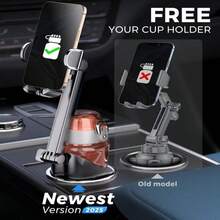 ESamcore Cup Holder Phone Holder, Unobstructed Cup Holder Phone Mount For Your Car Cupholder (25&#34;-4&#34;) With Flexible C-Shaped Base, 360° Swiveling, 08&#34; Deep Clamp Compatible With IPhone 47&#34;–7&#34;