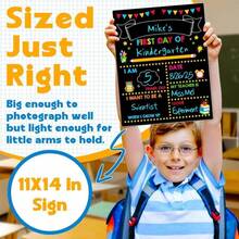 First &Amp; Last Day Of School Board, 14 X 11 In First Day Of School Chalkboard, Double Sided Reusable Photo Sharing Prop For Kindergarten