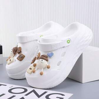 女士时尚镂空木屐，夏季医疗护理手术室包趾拖鞋，新款装饰厚底一脚蹬沙滩凉鞋，防滑舒适鞋