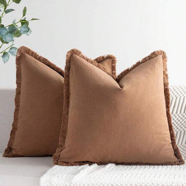 1pc Pillow Covers Throw Pillow Covers With Fringe Chic Decorative Pillows Square Cushion Covers For Sofa Couch Bed Living Room Farmhouse Boho Decor