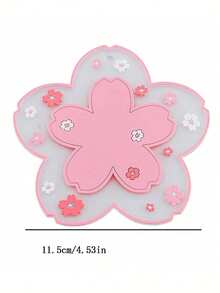2/4 peças de porta-copos de silicone com flor de cerejeira em PVC, tapete para mesa de jantar, almofada de isolamento térmico para tigela (a quantidade de pó brilhante não é uniforme) - Multicolorido - Ver 2