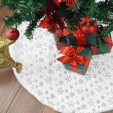 Falda de árbol de Navidad de 90-120 cm con estampado, decoración de fondo artificial para árbol, diseño de copos de nieve plateados, adecuado para fiestas, Navidad, decoración navideña, decoración del hogar en Navidad, regalos de Navidad, decoración navideña - Plata impresa - Ver 11