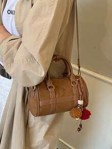 1 pieza Nuevo bolso de mano de ante estilo Boston para mujer, adecuado para compras, ir al trabajo y como regalo, otoño/invierno