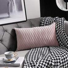 1个波西米亚风波浪条纹装饰枕套（不含枕芯），现代奢华天鹅绒方形柔软亲肤靠垫套，适用于沙发、床、卧室、汽车，四季皆宜。 - 粉色 - 查看 13