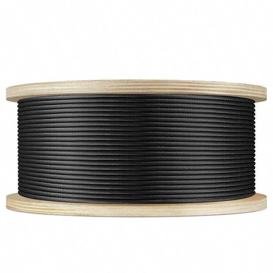 316 Black T316 Stainless Steel, 500FT Marine Grade Black Wire Rope Aircraft, 1x19 Strands Deck Railing, Balcony, Fence, And Balustrades - 500FT + 1x19 Stainless Steel Cable - View 1