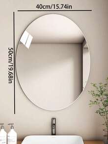 1 套圆形和椭圆形自粘式非玻璃镜面墙贴，大型亚克力透明镜面圆盘，用于浴室、卧室、门、梳妆台、墙壁装饰的装饰圆形镜子 - 銀色 - 查看 7