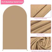 4ft, 5ft, 6ft, 6.6ft, 7.2ft Khaki Arch Backdrop, 2-Sided Spandex Fitted Arch Backdrop Fabric For Wedding Arch, Suitable For Birthday Party, Wedding Arch Decor (Arch Frame Not Included, Fabric Background Only)