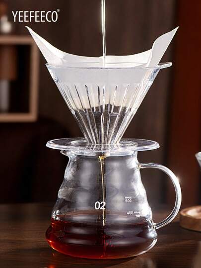 yeefeeco 1pc Pour Over Coffee Pot Without Lid, Plastic Pour Over Coffee Dripper, Slow Drip Coffee Filter Cup, Filter Paper, For Home, Office, Outing