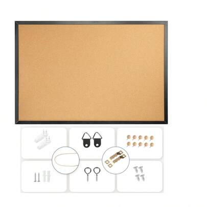 لوح فلين بإطار خشبي من الخشب الأسود المتين مقاس 16 * 12 بوصة، لوح تخطيط الرؤية، لوح دبابيس خشبي مثالي للمدارس والمنازل والمكاتب، رف تخزين حائطي، صندوق تخزين أنيق، لوح فلين حديث من مواد عالية الجودة، لوح عرض مثبت على الحائط للمحترفين والمربين