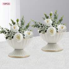 Set Of 10 Wedding Flower Vases Elegant Vase Decor Stand For Parties, Weddings, And Christmas Table Settings, Perfect For Displaying Fresh Or Artificial Flowers, Features A Sleek And Stylish Design To Complement Any Event Or Home Décor, Ideal For Centerpieces, Banquets, Or Holiday Gatherings, Adds A Touch Of Sophistication And Charm To Your Celebrations, High-Quality Construction For Long-Term Use, A Must-Have Decoration For Brides, Event Planners, And Hosts Looking To Elevate Their Table Settings With Stunning Floral Displays. - Vàng trắng - Xem 7