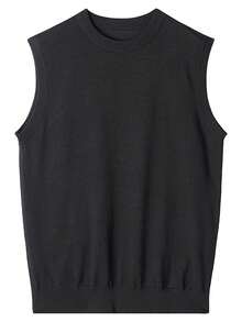 Nuovo Gilet Smanicato Lavorato a Maglia con Collo Equipaggio, Autunno/Inverno