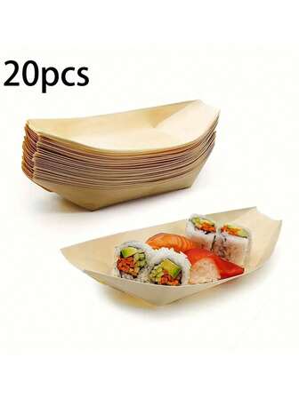 木制寿司船、一次性纸质食品托盘、一次性开胃小吃托盘、寿司船托盘、木纸盘、竹制容器、商场外卖食品托盘、竹碗、一次性开胃菜盘、一次性墨西哥卷饼盘、厨房、圣诞礼物