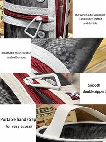 1 pieza Soporte para bolígrafos y estuche para lápices estilo americano 2 en 1, bolsa de almacenamiento de papelería minimalista y de alta calidad para estudiantes, de gran capacidad y portátil