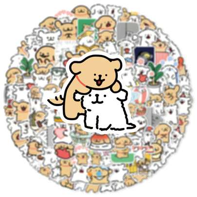 100 张小尺寸可爱线条艺术狗贴纸，可爱卡通手机壳贴纸，剪贴簿贴纸