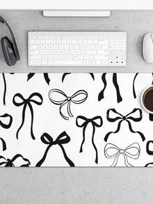 Black Bow Mouse Pad, Large Black Bow Desk Mat, XL Anime Gaming Keyboard Mat, Non-Slip Rubber Base, Big Extended Desk Protector For Home Office 11.81x27.56in