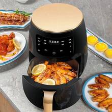 Black Air Fryer, 6L Large Capacity, 1400W High Power, 8 Cooking Presets, Digital Display