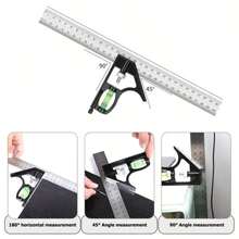 3-In-1 Adjustable Woodworking Tool Set - Stainless Steel Combination Angle Ruler With Digital Angle Gauge And Scale, Wear-Resistant, High Precision, No Power Required