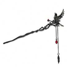 1pc Gothic Style Crow Holding Rose Zinc Alloy Hair Clip Headpiece, Suitable For All Seasons, Bun Extension, Pins For Hair, Hair Accessories, Hair Accessories For Women - Multicolor - View 6