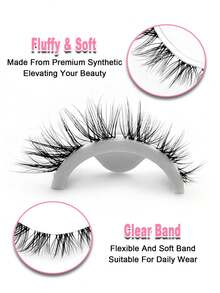 Rikuaild NEW 14 Pairs Clear Band Wispy Natural Look Faux Mink Lashes Reusable Fluffy Cat Fake Lashes Extension Makeup Tool - Lông mi  mắt mèo - Xem 4