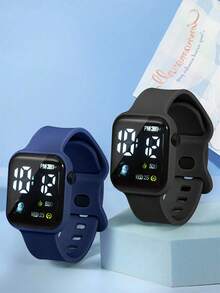 4pcs/Set Unisex Sports Couple Watches, Valentine's Day Gift, LED Digital Luminous Watches, Black/White/Pink/Blue Color Options, Suitable For Holiday Gifts, Valentine's Day Gifts, Gifts For Friends