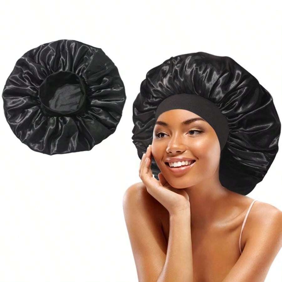 Anti-Frizz Satin Hat With Wide Headband – Ideal For Sleeping, Kitchen, Bath - Màu Khaki - Xem 1