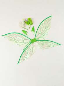 1 set d'ailes de lutin vertes avec serre-tête + accessoires d'oreilles de lutin, accessoires de déguisement pour le thème des contes de fées