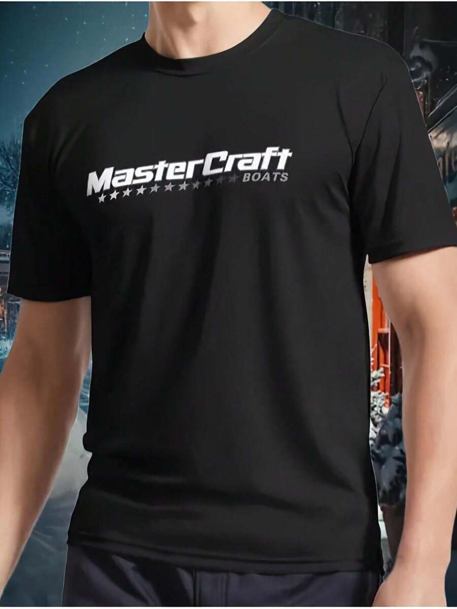 Allseason Apparel MasterCraft Boats Logo T-Shirt - Heavyweight No-Stretch Fabric, Classic Round Neck Casual Everyday & Cruise Tee For Men And Women, All-Season Comfort Graphic Shirt (Sizes S-3XL) - Minimalist Streetwear Essential - 黑色 - 查看 1