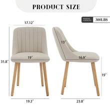 WARMTOBABY 2/4/6 Pcs Modern Fabric Upholstered Dining Chairs With Oak Legs,Weight Capacity 300lbs,Easy Clean Fabric,Ergonomic Curved Back - 米色 - 查看 2
