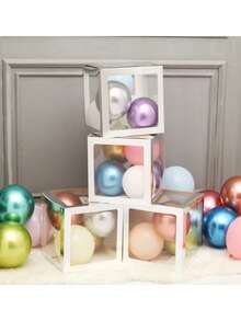 Scatola trasparente per decorazione festa di compleanno, decorazione per gender reveal, scatola singola per palloncini, forniture per feste di compleanno, creazione di atmosfera, decorazione per feste di celebrazione - Bianco - Visualizzare 6