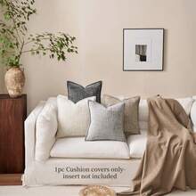 1 件毛绒雪尼尔装饰抱枕套，适用于沙发、床、家居使用（不含枕芯），适合春季、秋季和冬季 - 深灰色 - 查看 3