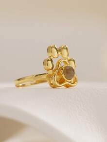 Bague de projection de patte de chien personnalisée, bague photo d'animal de compagnie, bijoux commémoratifs d'animal de compagnie, bijoux de projection, bague photo de chiot, cadeau pour maman, cadeau de Noël pour elle - Doré - Voir 7
